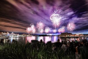 Magic Kingdom's New Year Celebration 360 Fireworks from Polynesian's Beach