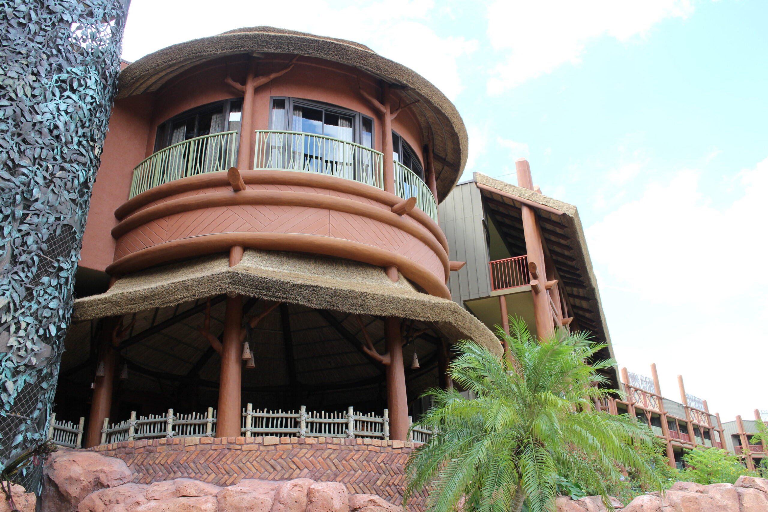 Jambo House Animal Kingdom Lodge Resort building African inspired building architecture against a blue sky