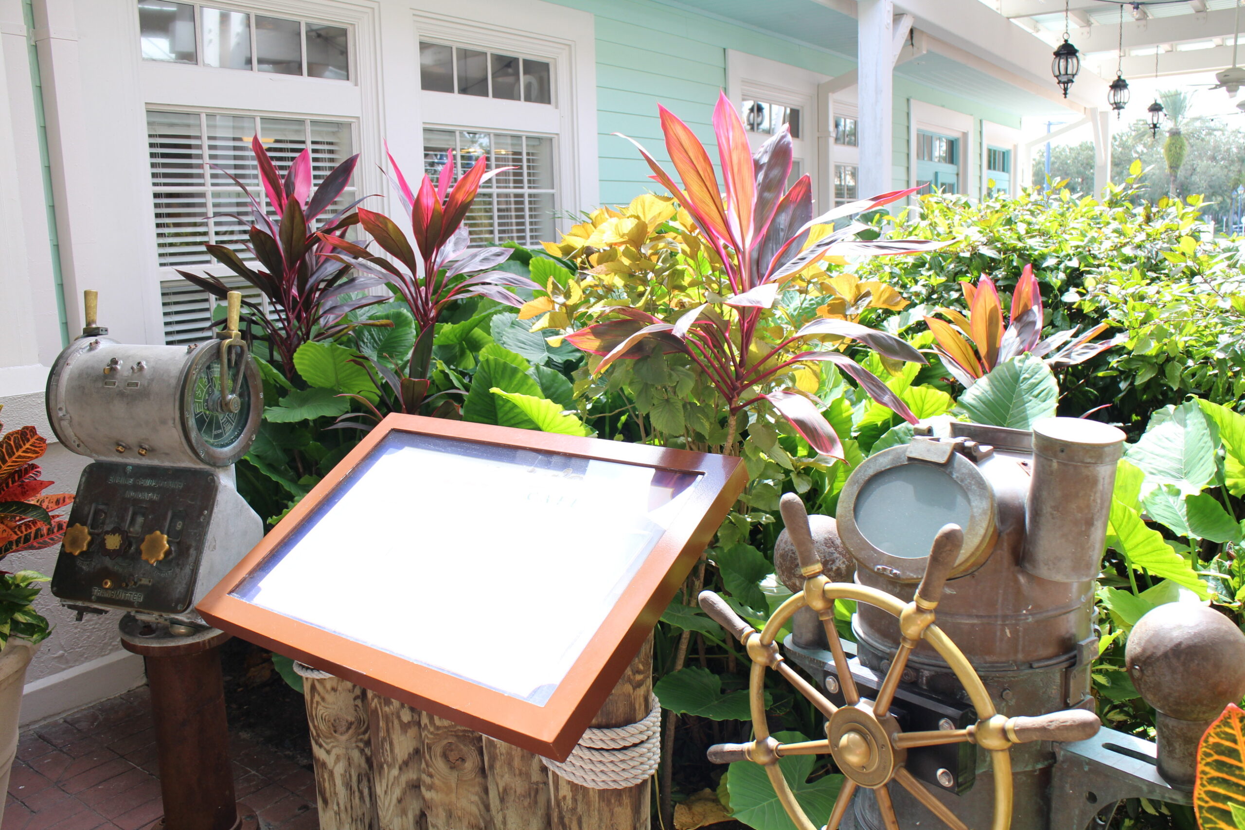 Tropical landscape and nautical ground ornaments at Disney's Old Key West Resort