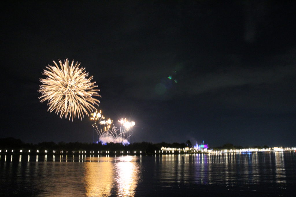View of Magic Kingdom fireworks from Grand Floridian boat launch