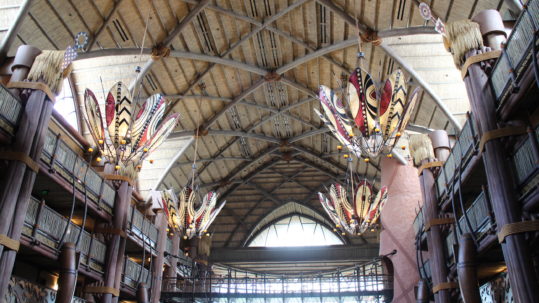 Ornate architecture in Disney's Animal Kingdom Villas lobby ceiling