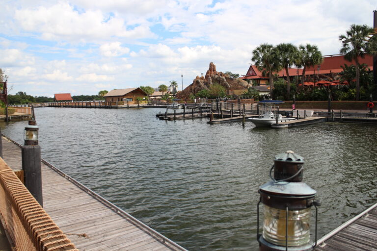 DVC View of marina water with surrounding docks and Polynesian