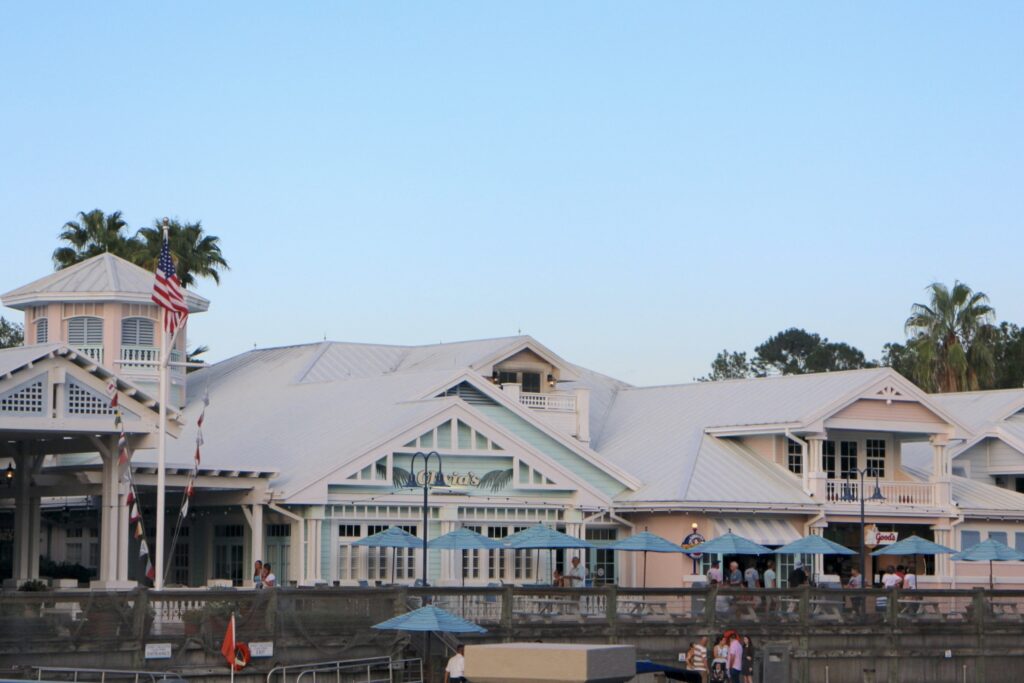 Disney's Old Key West Resort boat dock and main lobby area.