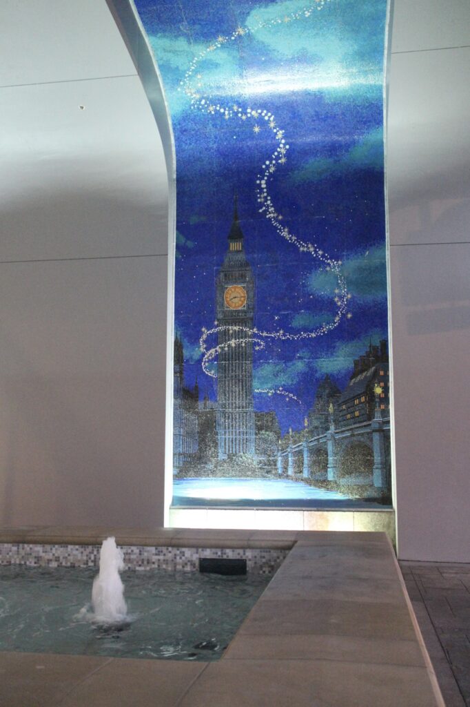A tile mosaic at Riviera resort featuring Peter Pan's London