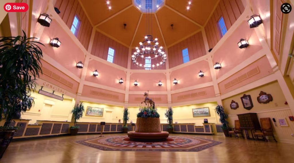 pink looking Saratoga Springs lobby atrium