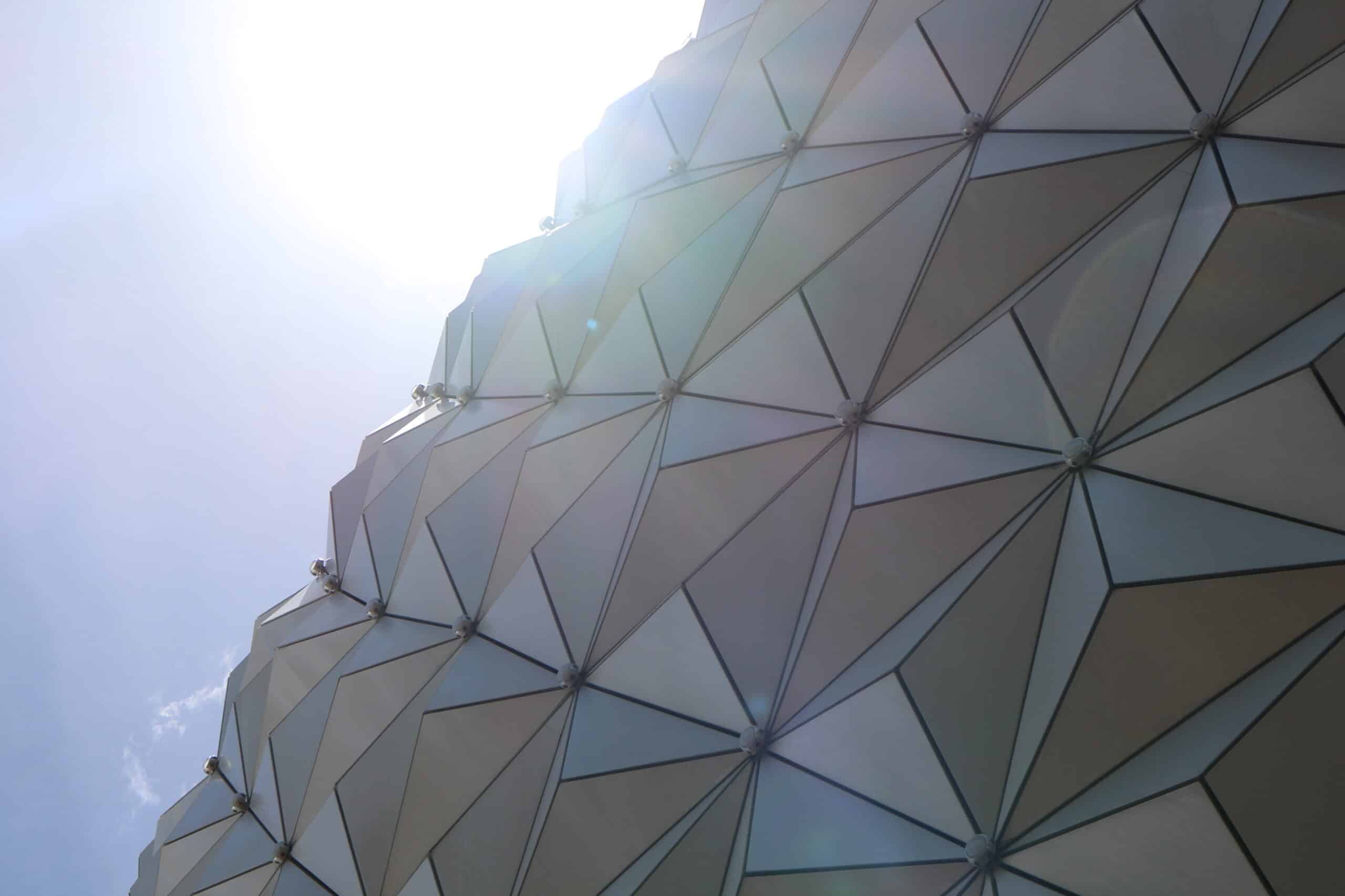 spaceship earth close up with sun shining overhead