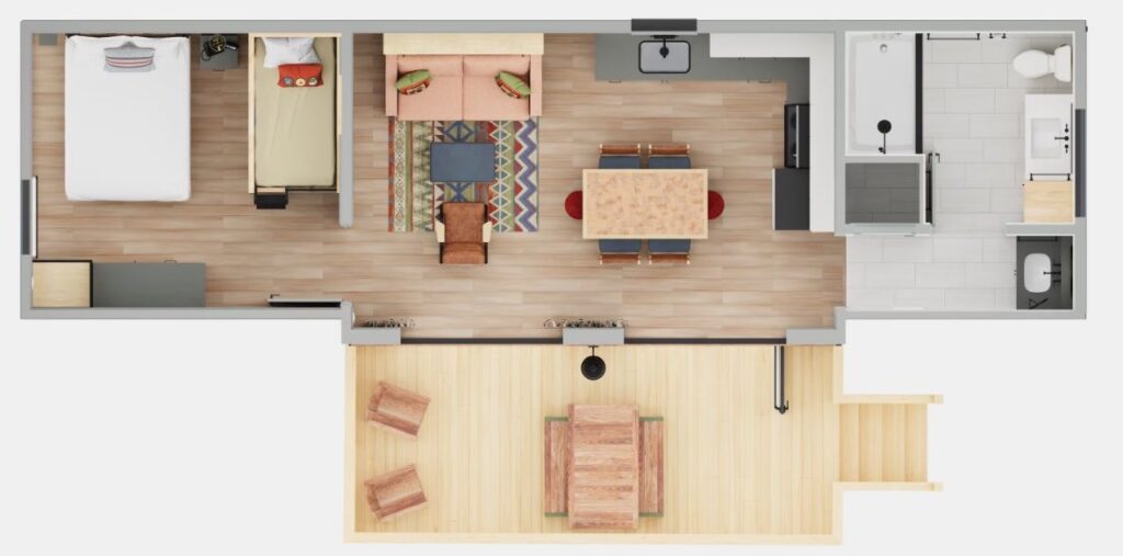 The Cabins at Disney's Fort Wilderness Resort Floor Plan Rendering