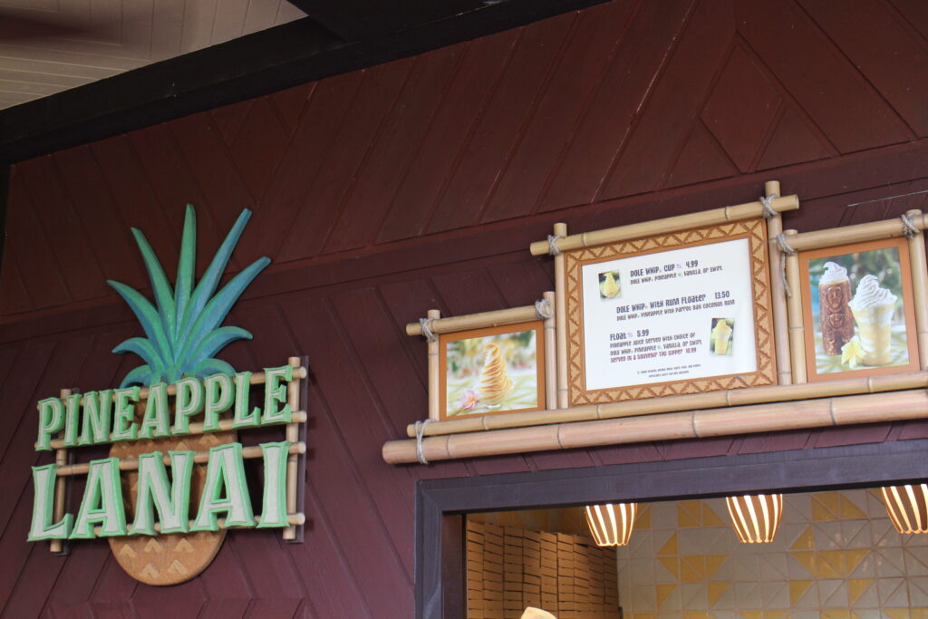 The Pineapple Lanai sign and menu